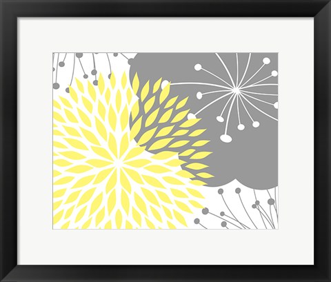 Framed Yellow Foliage Floral Print