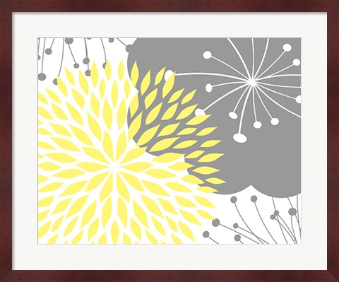 Framed Yellow Foliage Floral Print