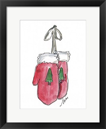 Framed Red Mittens Print