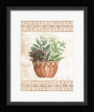 Framed Southwest Terracotta Succulents I Print