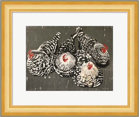 Framed Four Hens Print