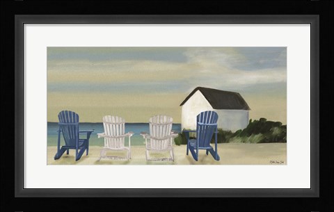 Framed Beach Chairs Panorama Print