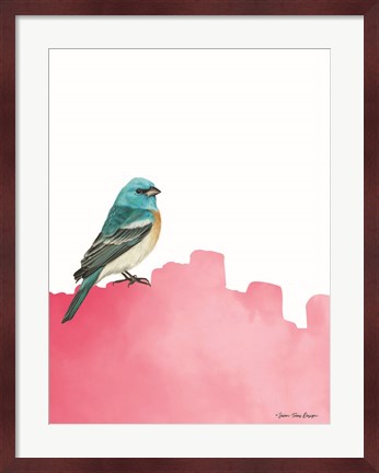 Framed Bird on Pink Print
