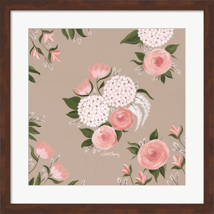 Framed Pink and White Floral Print