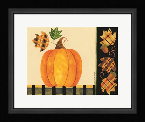 Framed Pumpkin, Leaves and Acorns I Print