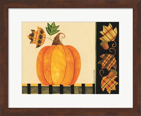 Framed Pumpkin, Leaves and Acorns I Print
