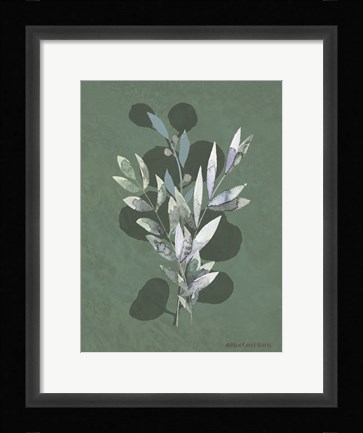 Framed Watercolor Greenery Series Dark I Print