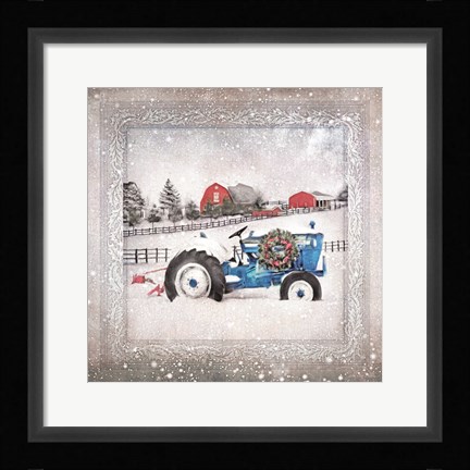 Framed Christmas Tractor Print