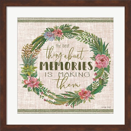 Framed Making Memories Succulent Wreath Print