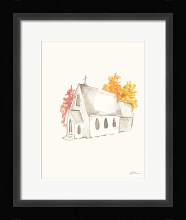 Framed Autumn Church Print