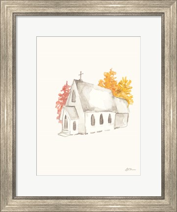 Framed Autumn Church Print