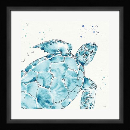 Framed Deep Sea IX Teal Print