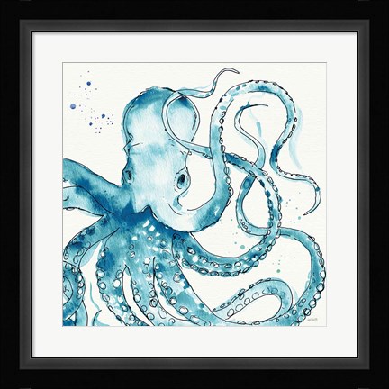 Framed Deep Sea VIII Teal Print