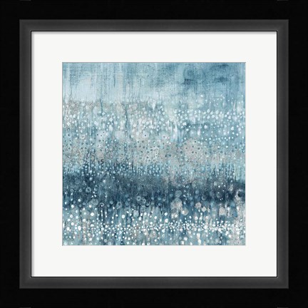 Framed Rain Abstract IV Blue Silver Print