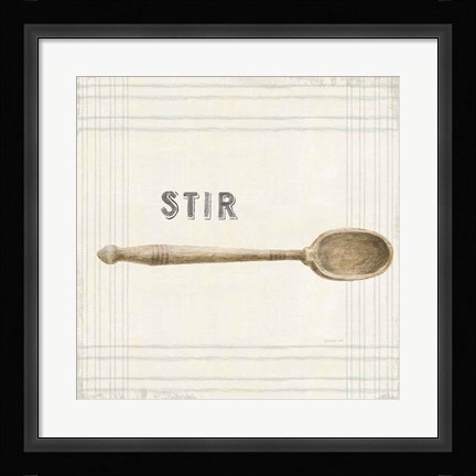 Framed Floursack Kitchen Sign III Neutral Sq Print