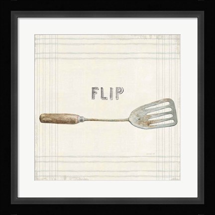Framed Floursack Kitchen Sign I Neutral Sq Print