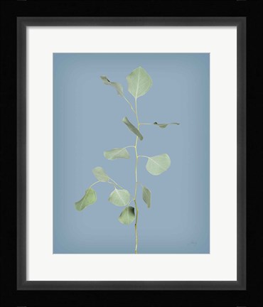 Framed Simple Stems I Blue Crop Print