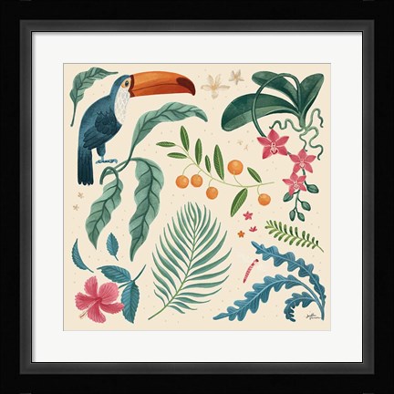 Framed Jungle Love III Cream Print