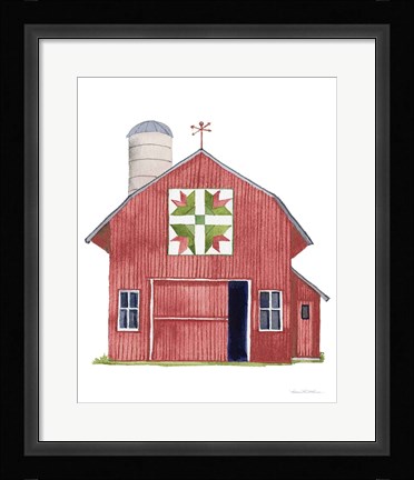 Framed Life on the Farm Barn Element I Dark Red Print