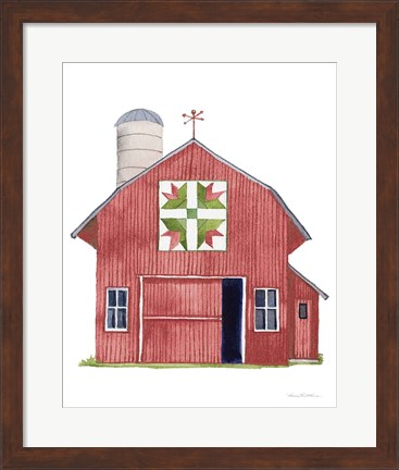 Framed Life on the Farm Barn Element I Dark Red Print