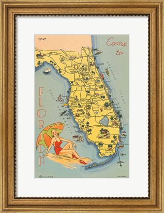 Framed Florida Postcard VI Print