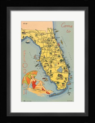 Framed Florida Postcard VI Print