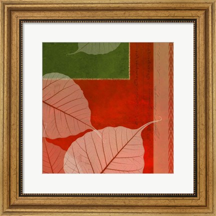 Framed Leaves In Orange 3 Print
