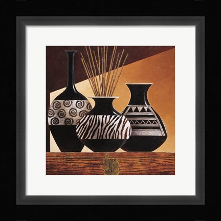 Framed Patterns in Ebony I Print