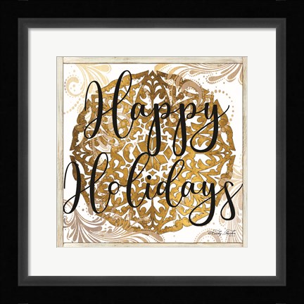 Framed Happy Holidays Mandala II Print