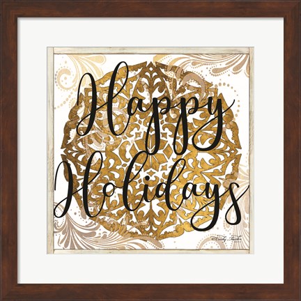 Framed Happy Holidays Mandala II Print