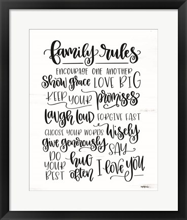Framed Family Rules Print