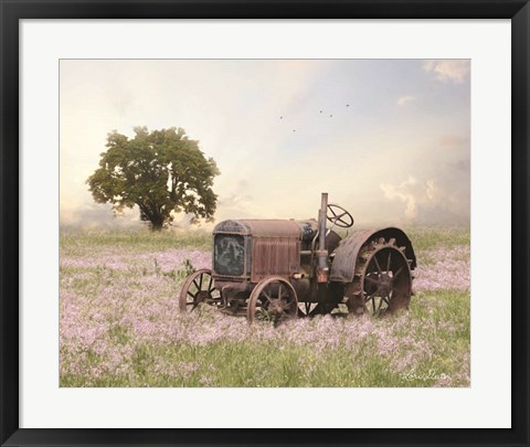 Framed Tractor at Sunset Print