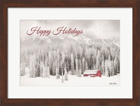 Framed Rocky Mountains Snow Storm with Barn Print