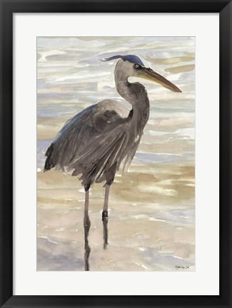 Framed Heron in Water Print