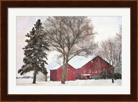 Framed Snowy Barn Print