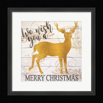 Framed We Wish You a Merry Christmas Deer Print