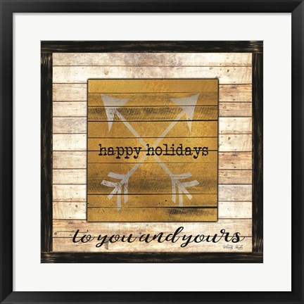 Framed Buffalo Happy Holidays Print