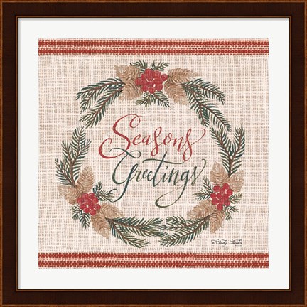 Framed Season&#39;s Greetings Wreath Print