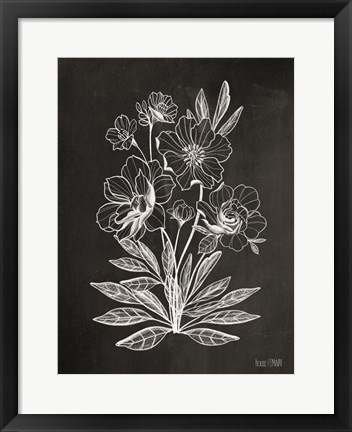 Framed Vintage Chalkboard Flowers Print