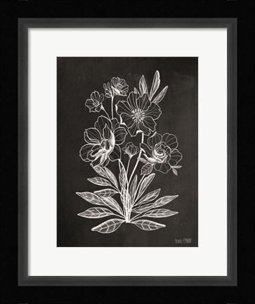 Framed Vintage Chalkboard Flowers Print