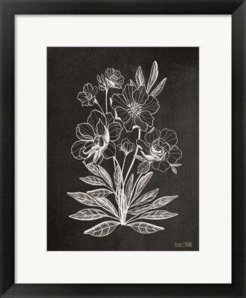 Framed Vintage Chalkboard Flowers Print