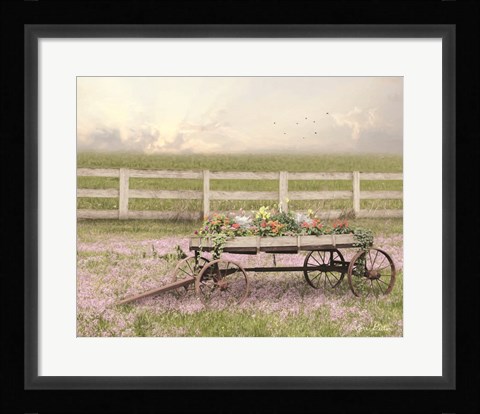 Framed Country Flower Wagon Print