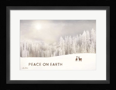 Framed Lava Mountain Snow Storm with Deer Print