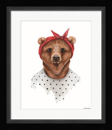 Framed Bear in Bandana Print