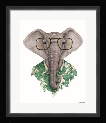 Framed Elephant in Eye Glasses Print
