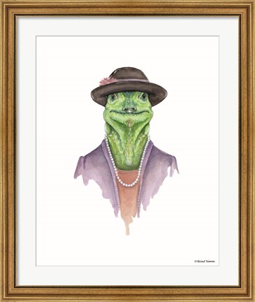 Framed Iguana in Sunday Best Print