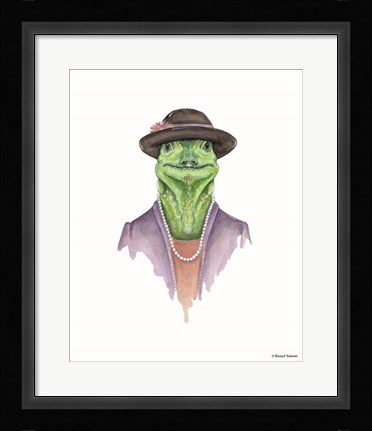 Framed Iguana in Sunday Best Print