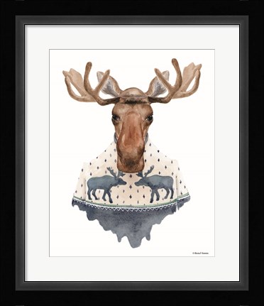 Framed Moose in a Moose Sweater Print