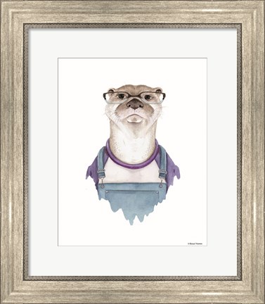 Framed Otter in Overalls Print