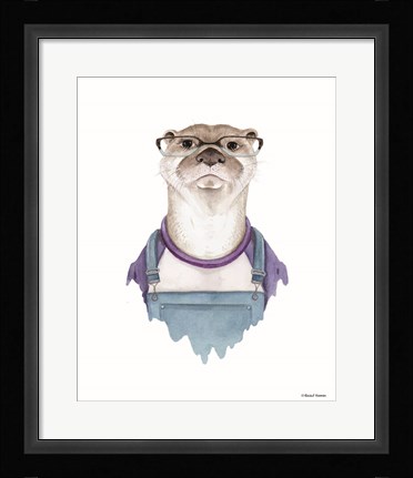 Framed Otter in Overalls Print